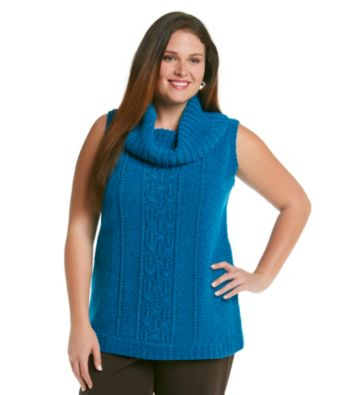 Anne Klein® Plus Size Cowlneck Cabled Pullover