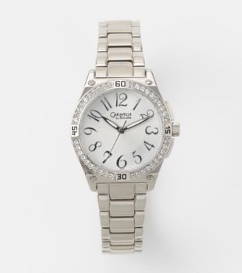 Caravelle® by Bulova Women's Silvertone with Swarovski Elements® Watch