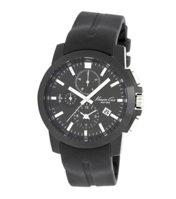 Kenneth Cole New York® Men's Dress Sport Chronograph Movement, Black Dial and Black Silicone Strap