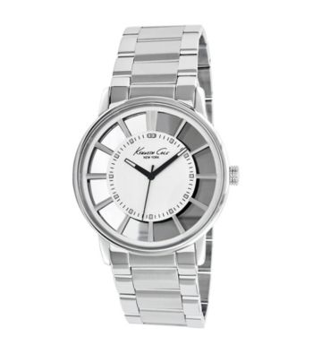 Kenneth Cole New York® Men's Silver Transparent Dial, Silver Bracelet Watch