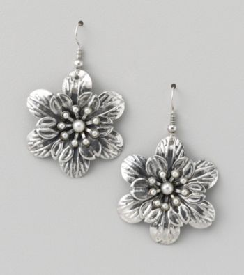 Erica Lyons® Silvertone Flower Drop Pierced Earrings