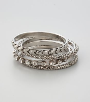 Erica Lyons® Silvertone Bangle Stack Bracelet