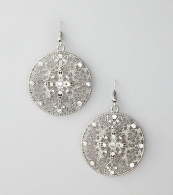 Erica Lyons® Silvertone Drop Disk Pierced Earrings