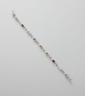Designs by FMC Sterling Silver Plated Multi Gemstone and Diamond Accent Boxed Bracelet