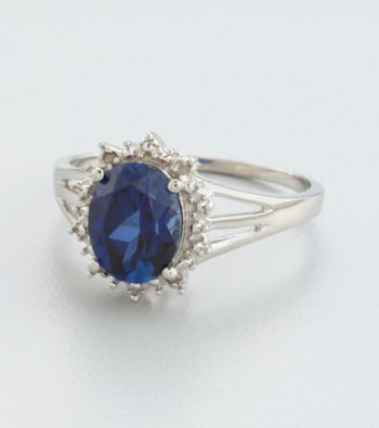Marsala 10K White Gold Lab Sapphire Ring