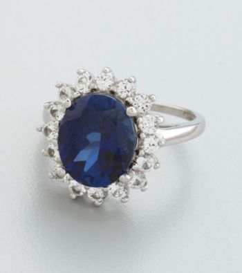 Marsala 10K White Gold Lab Sapphire Ring