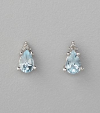 Marsala 10K White Gold and Aqua Post Earrings