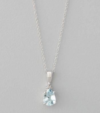 Marsala 10K White Gold and Aqua Pendant Necklace