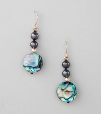 Marsala 10K Yellow Gold Paua Shell Earrings