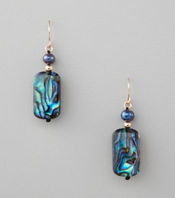 Marsala 10K Yellow Gold Paua Shell Earrings