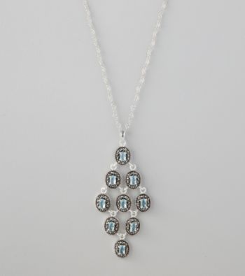 Marsala Sterling Silver Marcasite Pendant Necklace