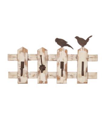 Sheffield Home® Birds On Picket Fence Wall Hooks