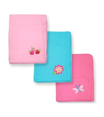 Green Sprouts® Girls' 3-pk. Muslin Square Burb Cloths
