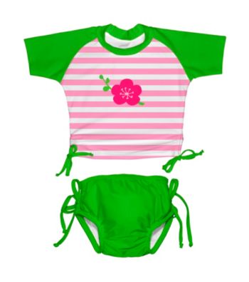 i play.® Girls' Green/Pink 2-pc. Tie Rashguard Swim Set