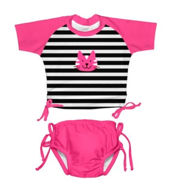 i play.® Girls' Hot Pink Kitty 2-pc. Tie Rashguard Swim Set