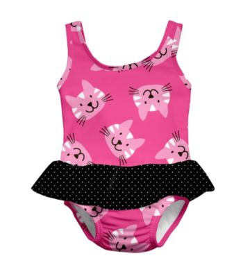 i play.® Girls' Hot Pink Kitty Swim Diaper Skirty Tanksuit