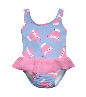 i play.® Girls' Light Blue Teacup Swim Diaper Skirty Tanksuit