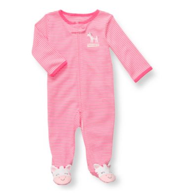 Carter's® Baby Girls' Bright Pink Striped Cotton Zebra Footie