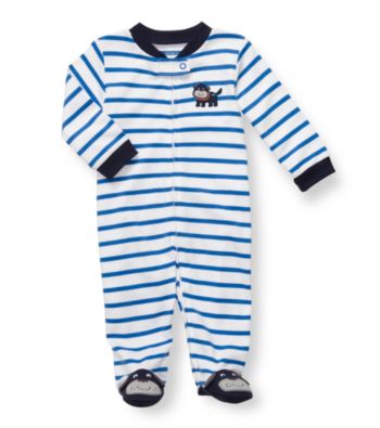 Carter's® Baby Boys' White/Navy Striped Cotton Dog Footie