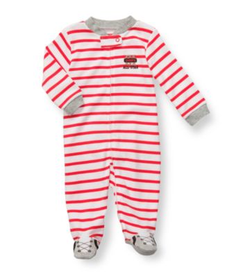 Carter's® Baby Boys' White/Red Striped Cotton Baseball Footie