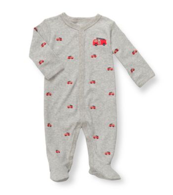 Carter's® Baby Boys' Grey Cotton Fire Truck Schiffli Footie