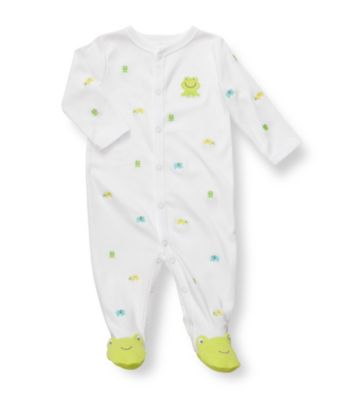 Carter's® Baby Boys' White Cotton Frog Schiffli Footie