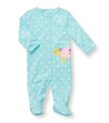 Carter's® Baby Girls' Turquoise Polka-Dot Cotton Turtle Footie