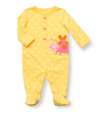 Carter's® Baby Girls' Yellow Cotton Polka-Dot Ladybug Footie