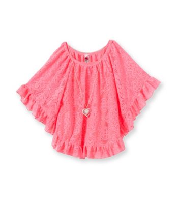 Beautees Girls' 7-16 Lace Flutter Sleeve Circle Top