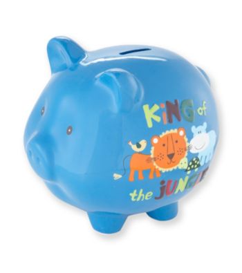 Cuddle Bear® Boys' Blue Jungle Piggy Bank