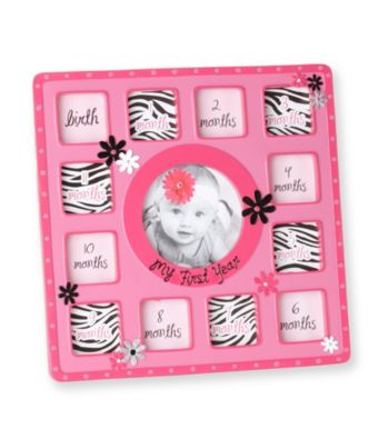 Cuddle Bear® Girls' Pink Zebra Twelve Months Frame