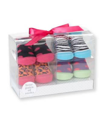Cuddle Bear® Baby Girls' Bright 4-pk. Dot/Animal Socks