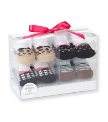 Cuddle Bear® Baby Girls' Assorted 4-pk. Animal/Houndstooth/Dot Socks