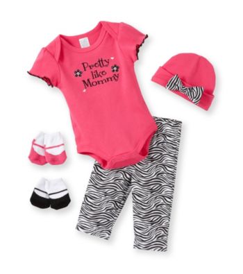 Cuddle Bear® Baby Girls' Pink 5-pc. Zebra Flower Layette Boxed Set