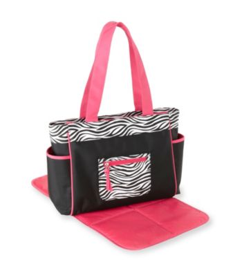 Cuddle Bear® Girls' Pink Zebra Diaper Bag