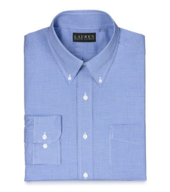 Lauren® Men's Blue and White Gingham Button Down Dress Shirt