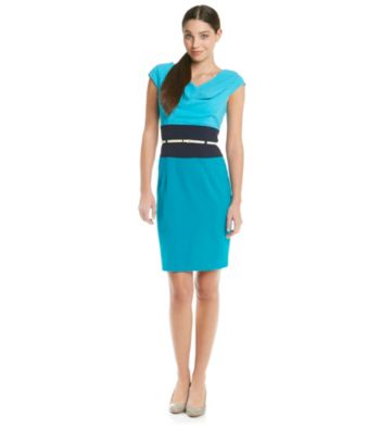Calvin Klein Drapeneck Colorblock Sheath Dress