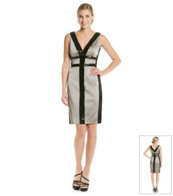 Jax Satin And Sequin Trimmed Sheath Dress