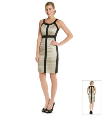 Jax Contrast Banded Satin Sheath Dress