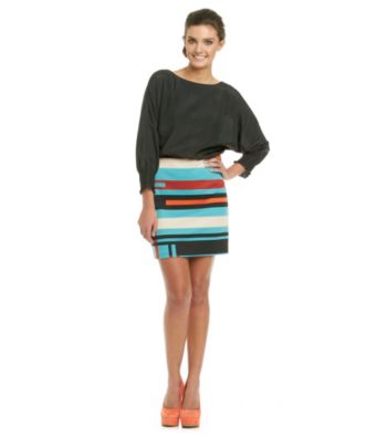 Jessica Simpson Batwing Mixed Media Belted Dress