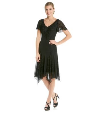J Kara® Beaded Hanky Hem Tea Length Cocktail Dress