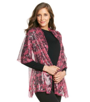 Betsey Johnson® Pink Floral Sequin Evening Wrap