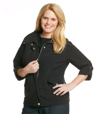 Laura Ashley® Plus Size Rolled Cuff Casual Weekend Jacket
