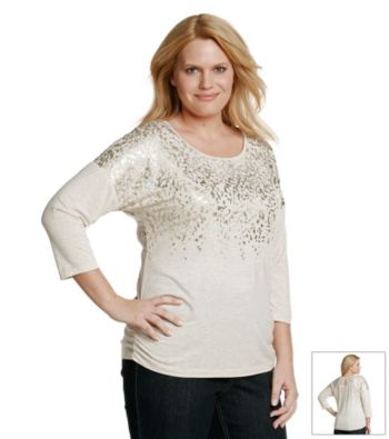 Laura Ashley® Plus Size Foil Animal Print Dolman Top