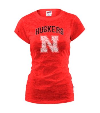 Soffe® Juniors' Nebraska Glitter Burnout Tee