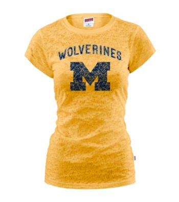 Soffe® Juniors' Michigan Glitter Burnout Tee