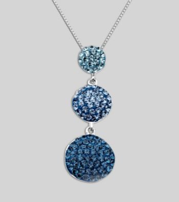 Blue Crystal Pendant Necklace in Sterling Silver