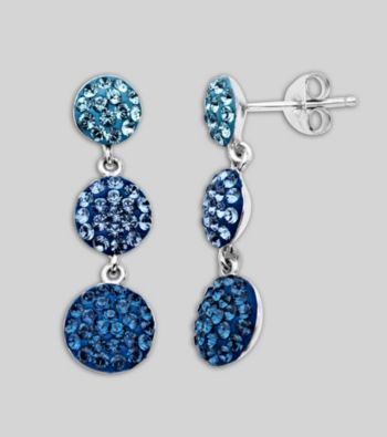 Blue Crystal Earrings in Sterling Silver