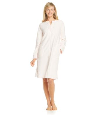 Miss Elaine® CuddlFleece Zip Robe - Peach
