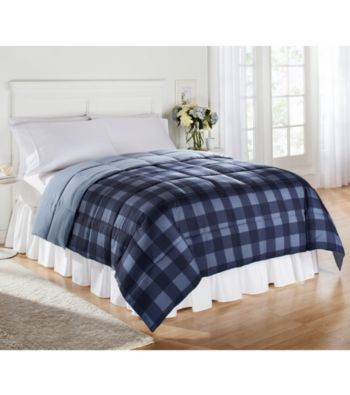 LivingQuarters Blue Buffalo Check Reversible Microfiber Down-Alternative Comforter